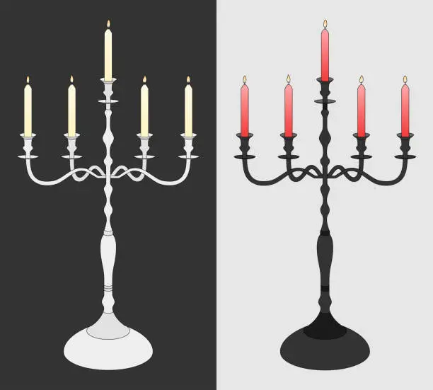 Vector illustration of Candlesticks with burning candles