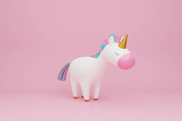 istock 3d rendering illustration with cute unicorn on light pink background 1466429296