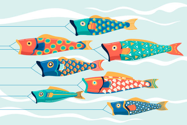 istock Japanese Golden Week holiday with koinobori carp streamers on sky background 1466430476