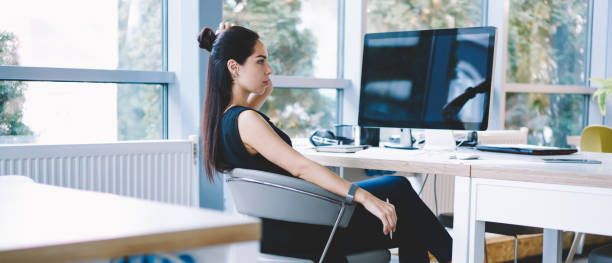 istock Pensive businesswoman in modern office 1466431775