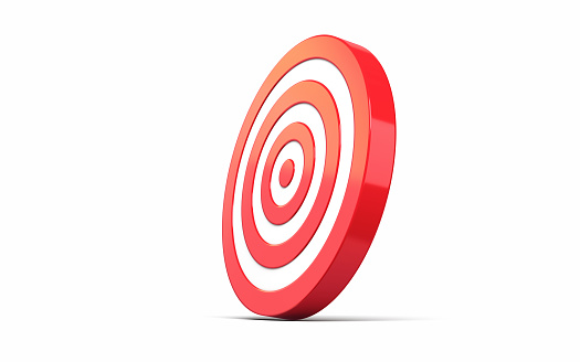 3d Render Empty Red Dart Board on White Background, Hit the Target from 12, Object + Object Shadow Clipping Path (İsolated on white and clipping path)