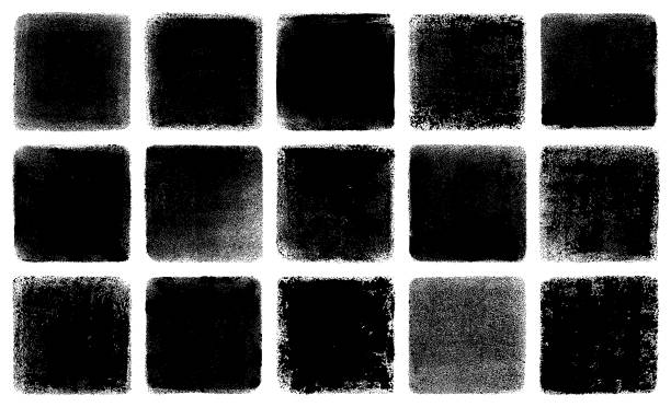 Grunge squares Set of black grunge squares. Vector texture backgrounds. pen and ink stock illustrations