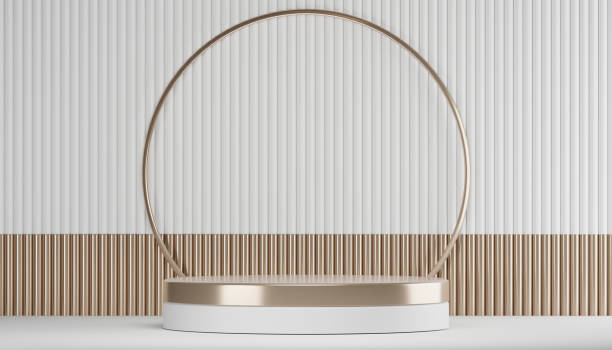 istock Abstract Podium minimal geometric white and gold 1466438124