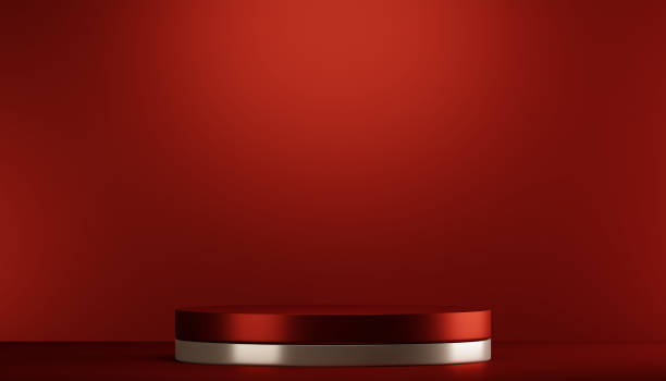 istock Red podium show cosmetic product geometric 1466438172
