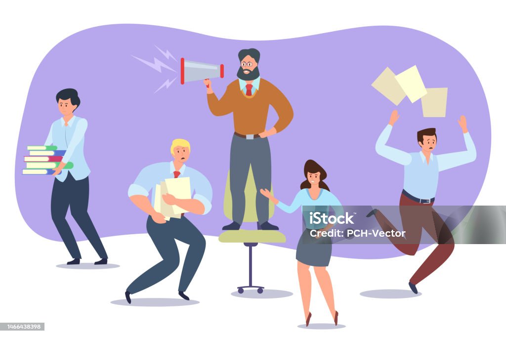 Team Getting Angry Angry Team Leader Shouting At Team Vector Illustration Stock ...