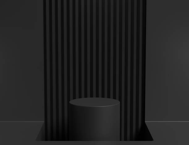 istock white cylinder display with gold for product and presentation in a dark scene, 3D rendering 1466439704