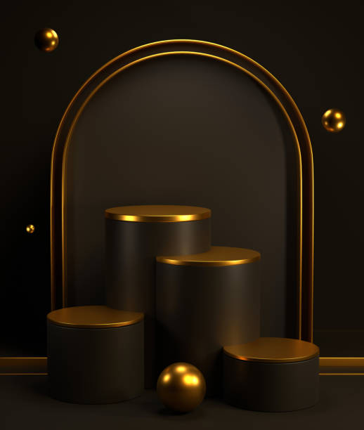 istock quatre golden podiums with sphere 1466439958