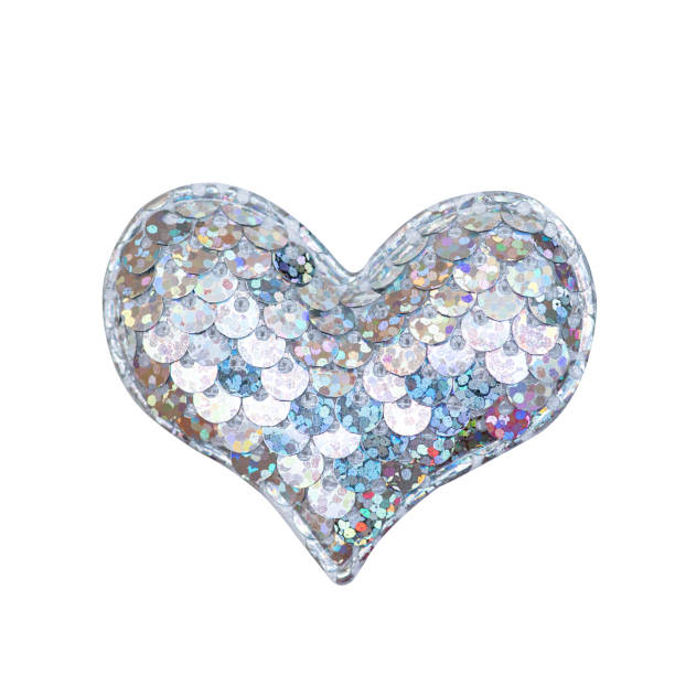 istock Silver shiny heart isolated on white background 1466440037