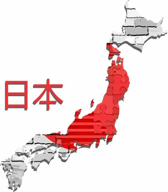 Vector illustration of Grunge Abstract Map of the Japan