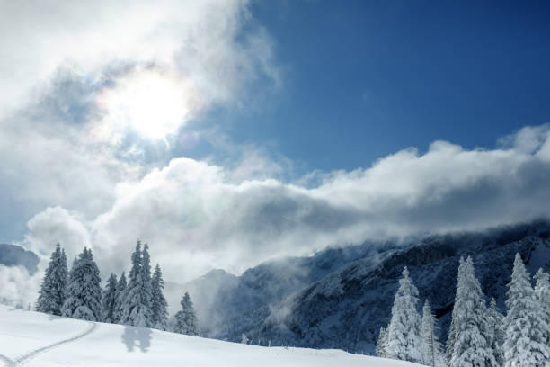 Idyllic winter landscape in Garmisch-Partenkirchen stock photo
