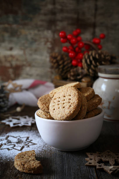 istock New Year baking. Crispy oatmeal cookies. Rustic style, new year decoration 1466451278