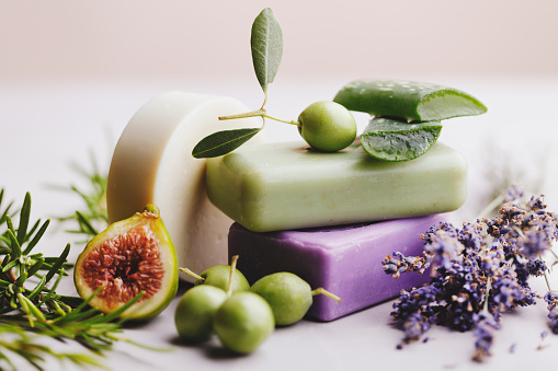 Organic soap bars with fig,olive,aloe and herbs