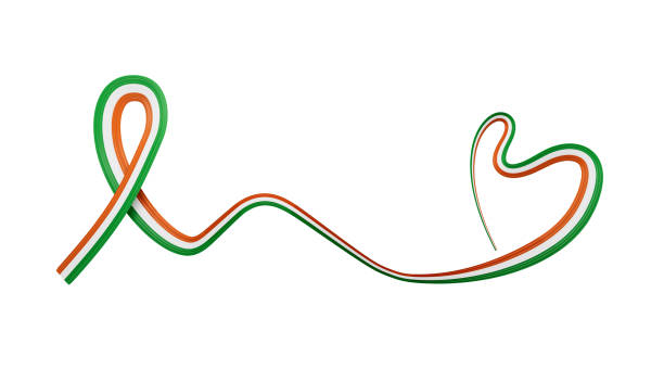 istock Irish flag heart shaped ribbon. 3d illustration 1466459823