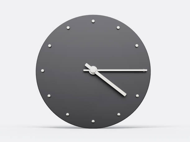 istock Simple clock gray 4:15 o clock quarter past Four o'clock Modern Minimal Clock. 3D illustration 1466459898