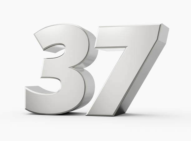 istock Silver 3d numbers 37 thirty seven. Isolated white background 3d illustration 1466461136