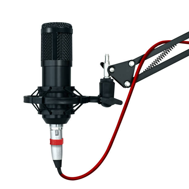 istock Professional microphone on a transparent white Background. Sound recording and broadcasting equipment 1466467036