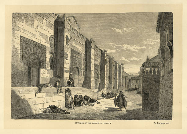 illustrations, cliparts, dessins animés et icônes de extérieur de la mosquée-cathédrale de cordoue, espagne, gustave dore 19ème siècle, histoire espagnole - la mezquita cathedral illustrations