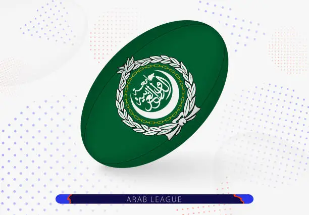 Vector illustration of Rugby ball with the flag of Arab League on it. Equipment for rugby team of Arab League.