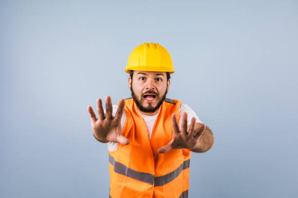 istock Hispanic man Professional engineering and worker with helmet in Mexico Latin America 1466471840