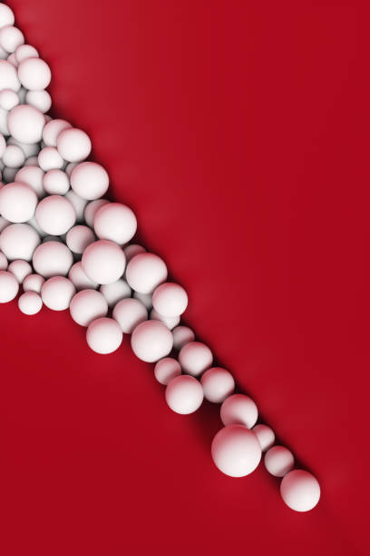 istock A large pile of abstract white spheres near a red wall. Background 3d rendering illustration. 1466475892