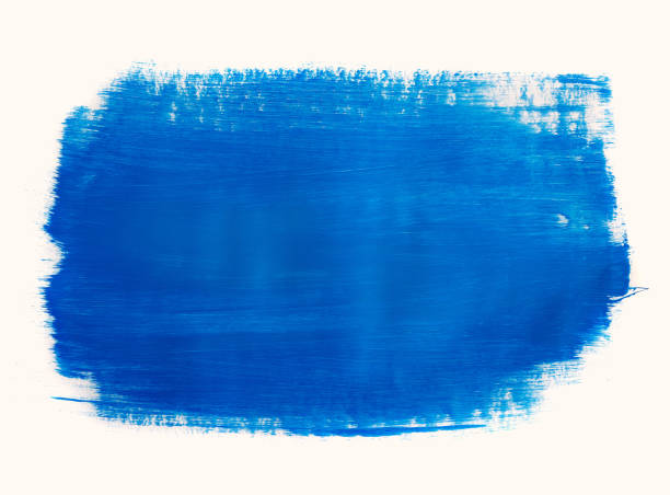 blue color paint stain - paint stroke wall textured imagens e fotografias de stock