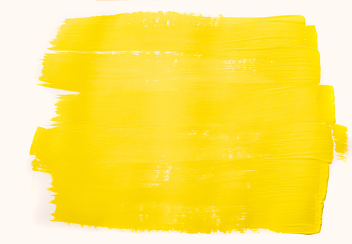 Yellow color paint stain on a white wall - home decoration concepts