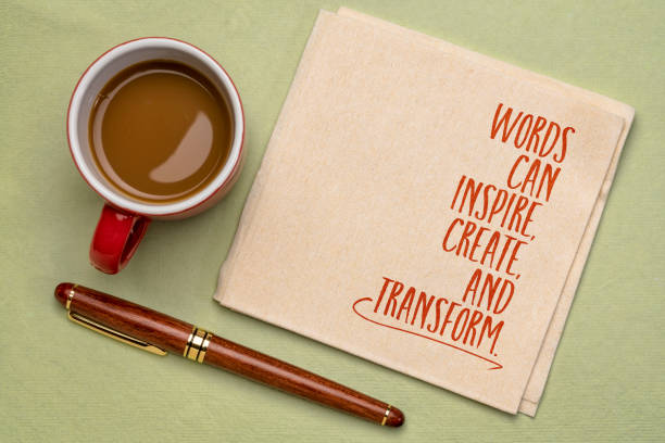 istock Words can inspire, create, and transform. Inspirational handwriting on a napkin. 1466484300