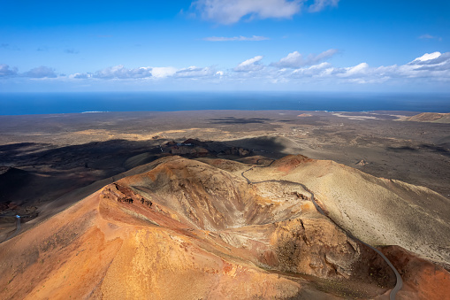 Timanfaya National Park in the southwestern part of the island of Lanzarote, in the Canary Islands.