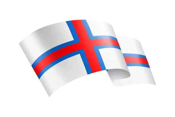 Vector illustration of Faroe Islands Flag Ribbon. Flag of Faroe Islands Header Banner. Vector Stock Illustration