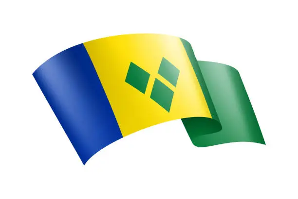 Vector illustration of Saint Vincent and the Grenadines Flag Ribbon. Flag of Saint Vincent and the Grenadines Header Banner. Vector Stock Illustration