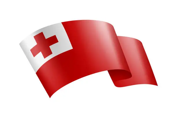 Vector illustration of Tonga Flag Ribbon. Flag of Tonga Header Banner. Vector Stock Illustration