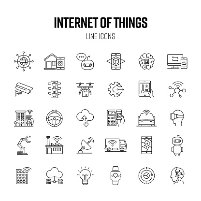 Internet of Things Line Icon Set. Technology, Connection, Automation, Internet, Digitalization.