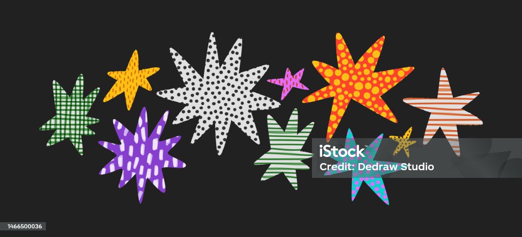 Star Shape Abstract Abstract Hand Drawn Star Shapes Doodle Set Stock Illustration ...
