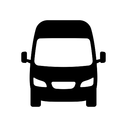 Van icon. Minibus. Black silhouette. Front view. Vector simple flat graphic illustration. Isolated object on a white background. Isolate.