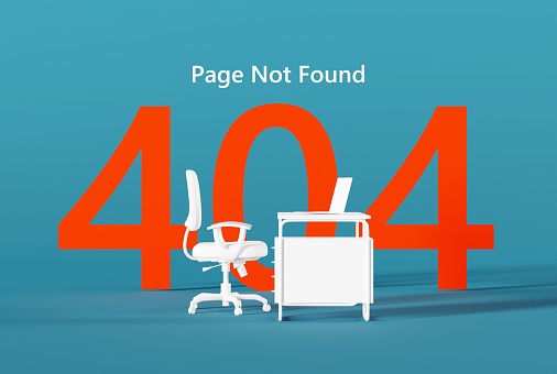 404 error concept, page not found, website template. 3D render, 3D illustration.