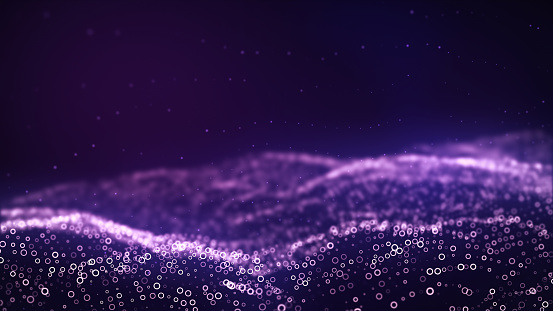3d Abstract Purple Background technological concept, hollow round particles (Depth of field)