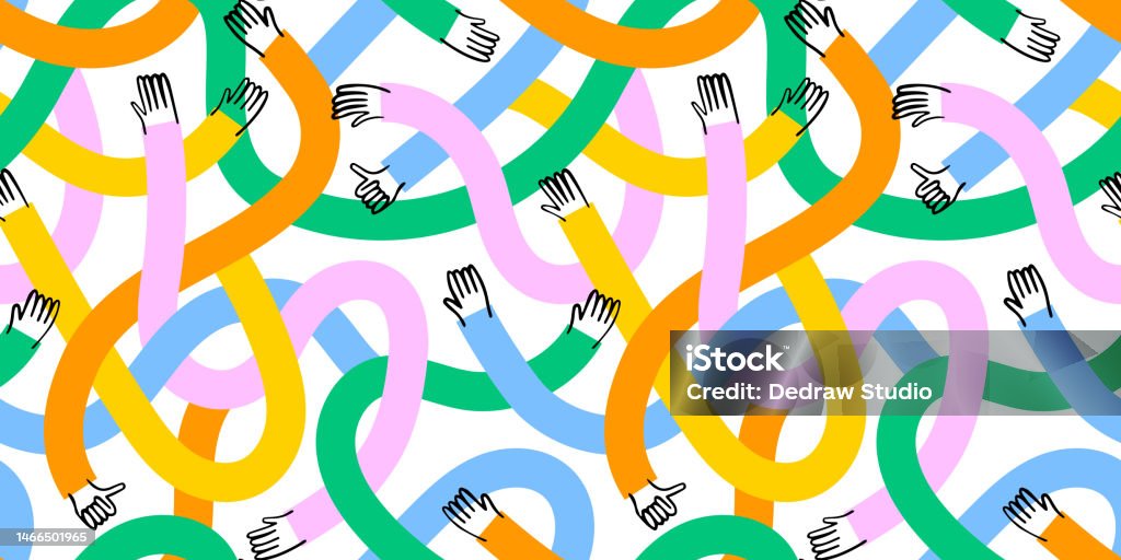 Diverse persone colorate mani modello senza cuciture - arte vettoriale royalty-free di Comunità Diverse persone colorate mani modello senza cuciture - arte vettoriale royalty-free di Comunità