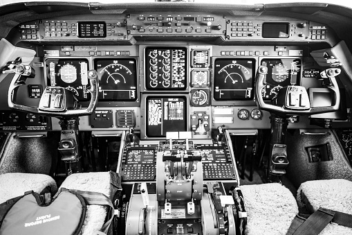 Inside the flight deck during take-off.