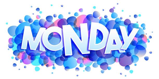 The word Monday on a blue abstract background vector art illustration