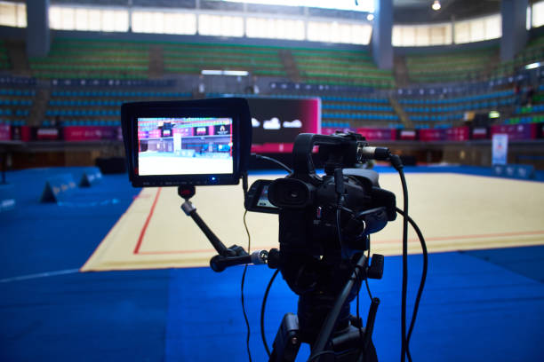 istock Video camera recording a rhythmic gymnastics mat 1466515660