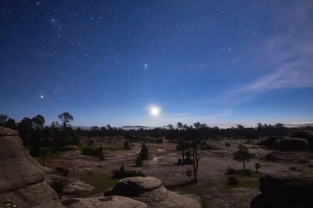 Photo of Night landscape in garden of stones of mexiquillo durango