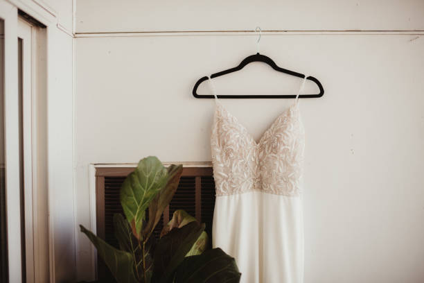istock Close up of wedding dress 1466518514