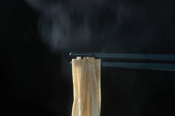 Buckwheat and steam lifted with chopsticks
