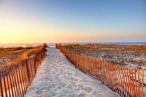 Ponquogue Beach is a stretch of sand accessed by a bridge across Shinnecock Bay.