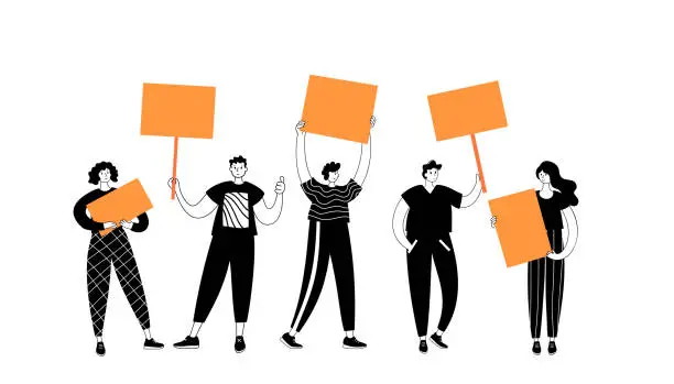 Vector illustration of People on protest