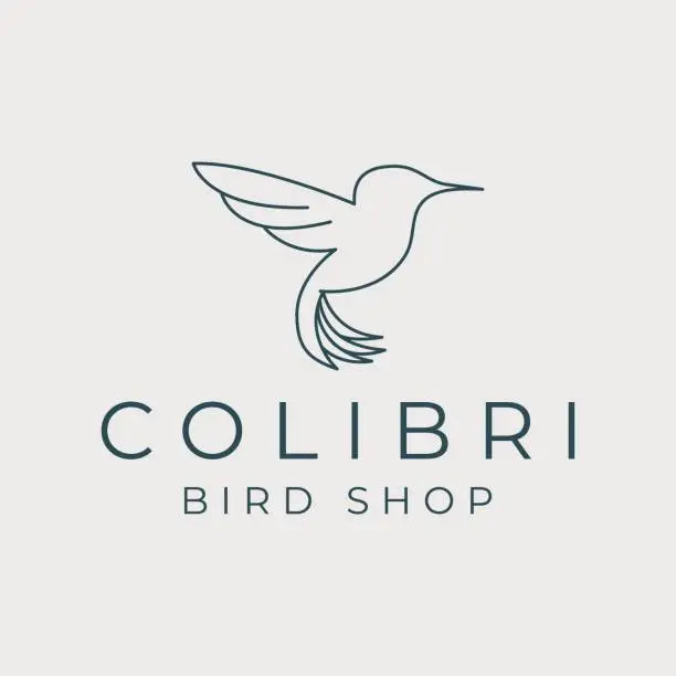 Vector illustration of colibri bird line art logo vector template illustration design. bird shop icon logo design