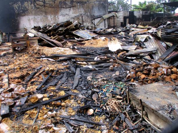 istock a condition of a building that has been completely burnt by fire 1466532263