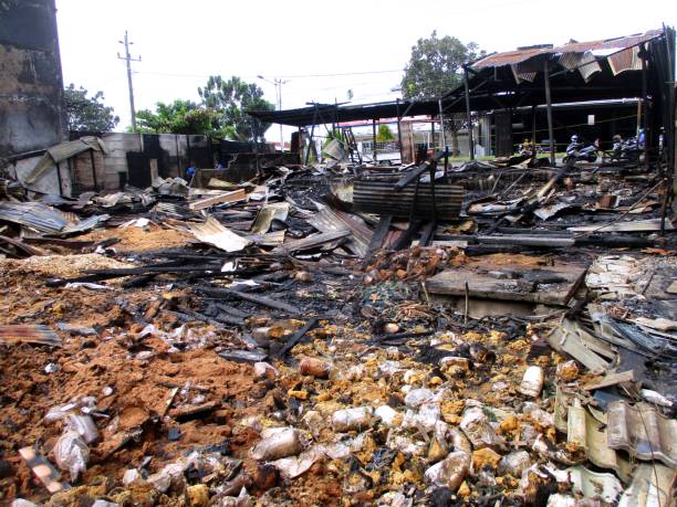 istock a condition of a building that has been completely burnt by fire 1466532942
