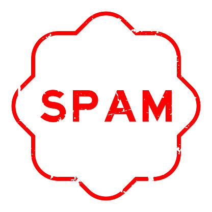 Grunge red spam word rubber seal stamp on white background