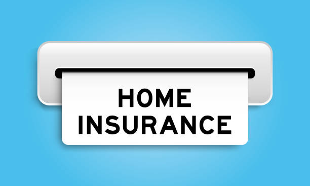 istock White coupon banner with word home insurance from machine on blue color background 1466533752